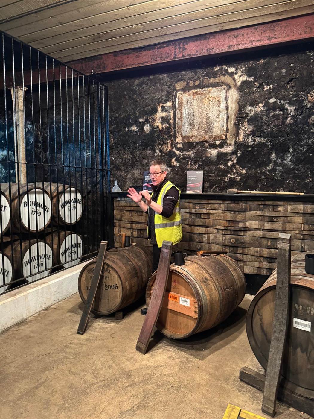 The caged tasting room
